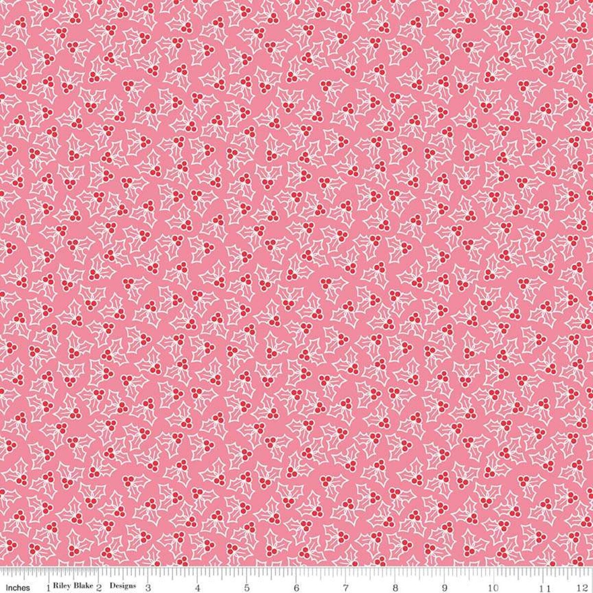 Cozy Christmas by Lori Holt - C7973-PINK | RBD | Holly in Pink | 100% cotton | holiday fabric