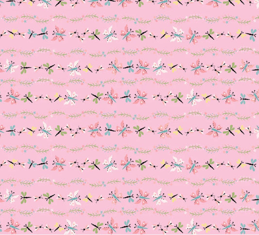 Finding wonder - Bugs and butterflies pink | Poppy cotton | in stock | floral | ditsy | vintage | FW24208 Designed by Sheri McCulley