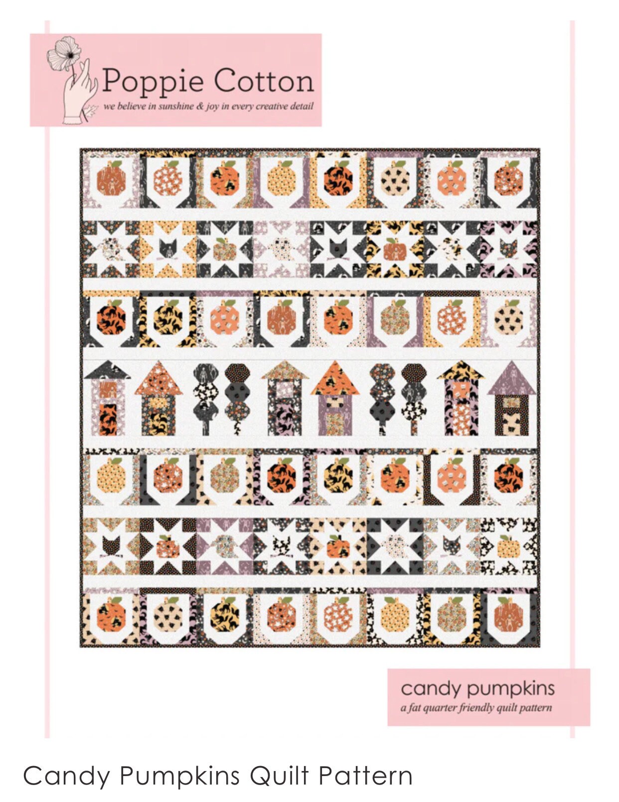 Sweet tooth Pattern Candy Pumpkins Quilt STP23124 - Poppie cotton | quilt size 72 1/2" x 85 "  - in stock