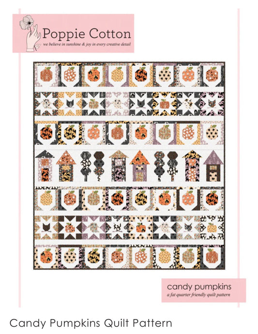 Sweet tooth Pattern Candy Pumpkins Quilt STP23124 - Poppie cotton | quilt size 72 1/2" x 85 "  - in stock