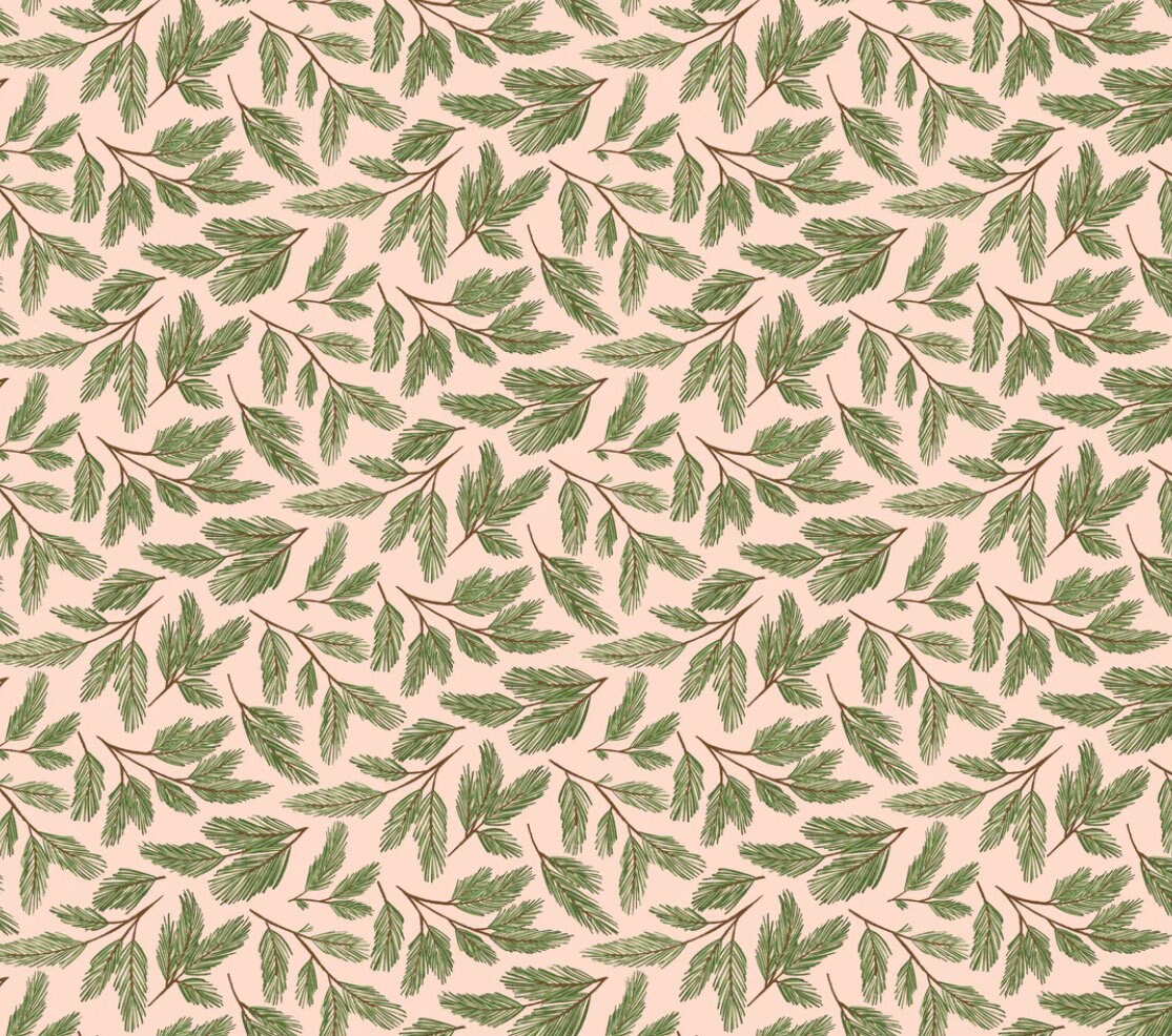 prairie christmas  - Pine boughs natural | Poppie cotton | Amanda Grace | holiday | shipping June 2024 - PC24354