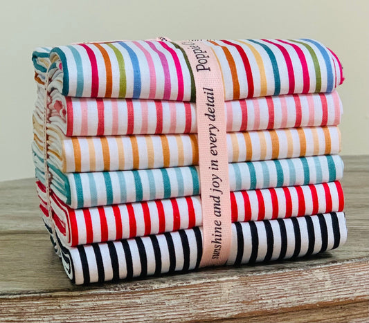 Jailhouse stripes - 6 FQ or 1/2 yard bundle | Poppie cotton | in stock | stripe | vintage | Poppie's basics - binding