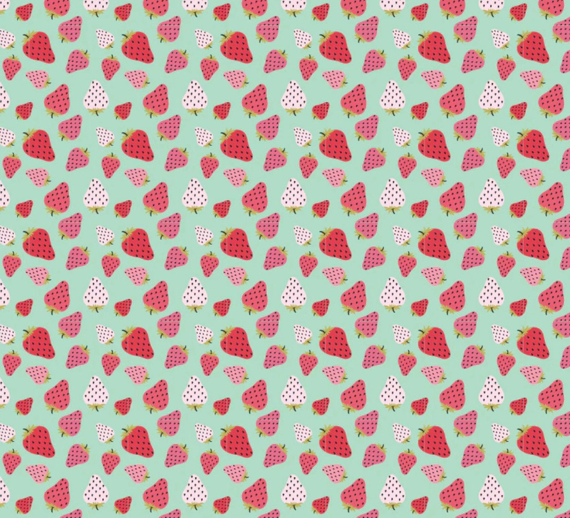 STRAWBERRY PATCH MINT - Prairie Sisters Homestead | Poppy cotton | in stock | floral | ditsy | vintage | Lori Woods