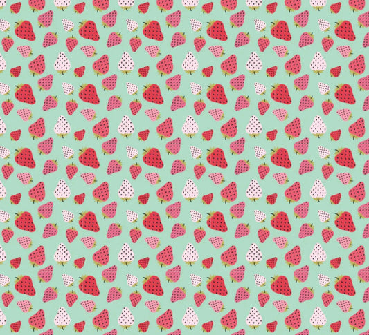 STRAWBERRY PATCH MINT - Prairie Sisters Homestead | Poppy cotton | in stock | floral | ditsy | vintage | Lori Woods