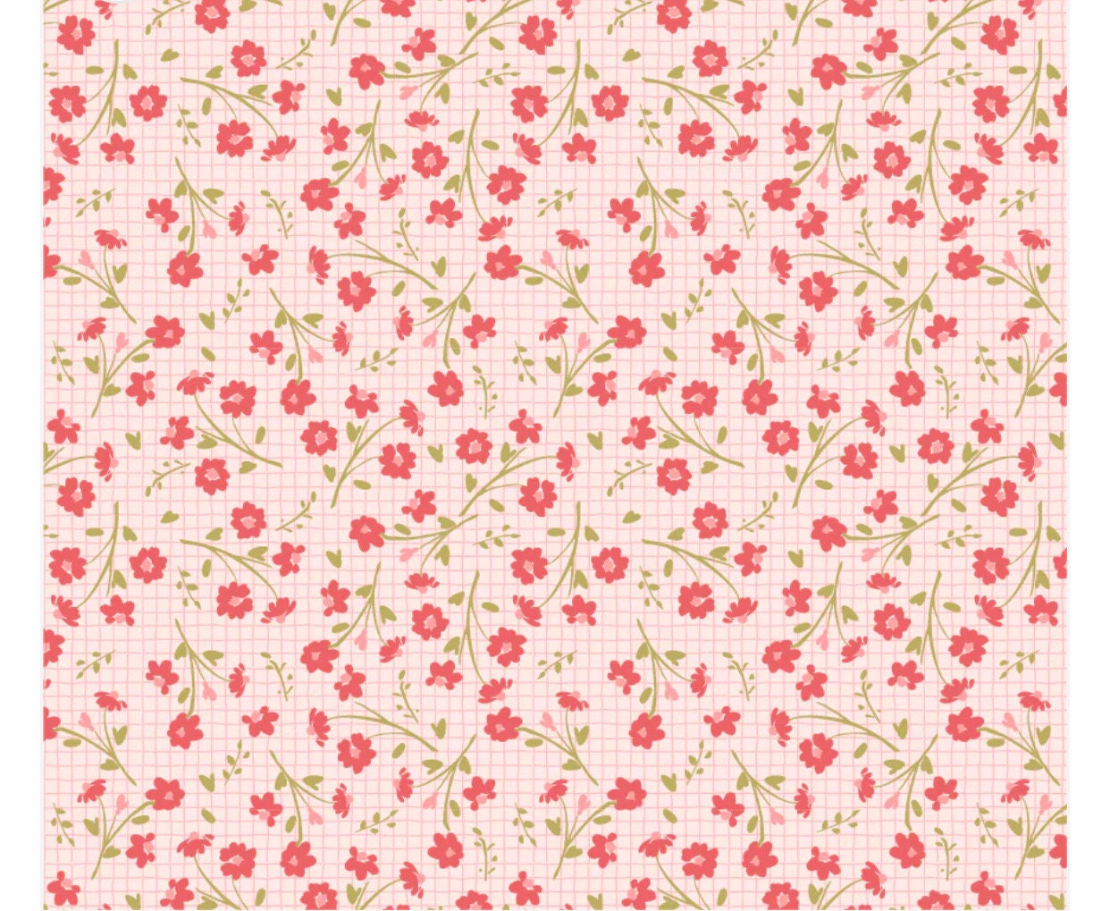 Treasured threads Dottie pink| Poppie cotton | in stock | floral | ditsy | vintage | Elea Lutz - Pinkie promise red