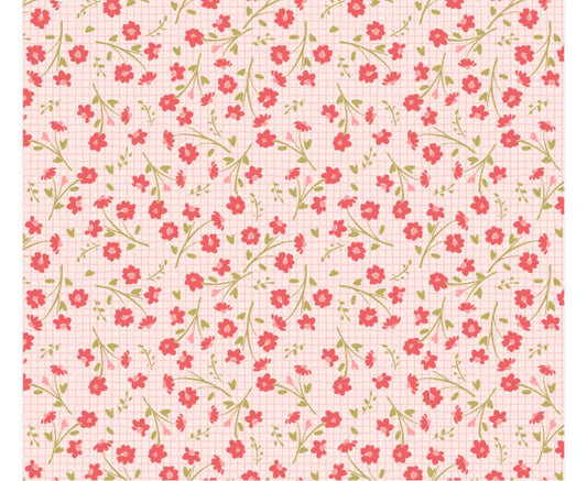 Treasured threads Dottie pink| Poppie cotton | in stock | floral | ditsy | vintage | Elea Lutz - Pinkie promise red