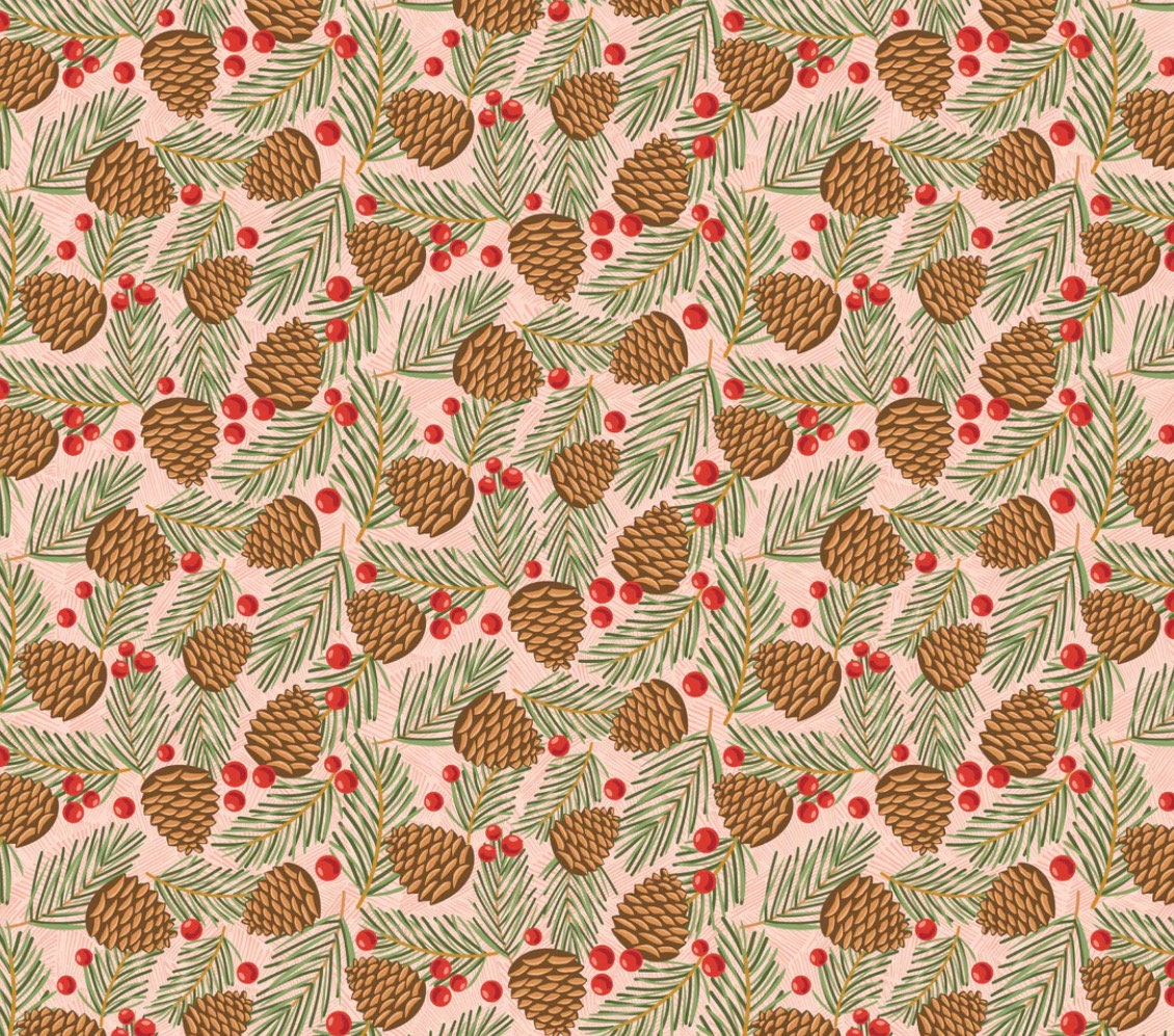 prairie christmas  - traditional pine cones natural | Poppie cotton | Amanda Grace | holiday | shipping June 2024 - PC24366