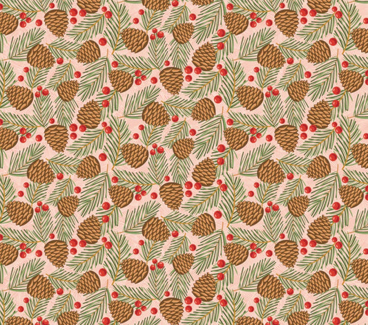 prairie christmas  - traditional pine cones natural | Poppie cotton | Amanda Grace | holiday | shipping June 2024 - PC24366