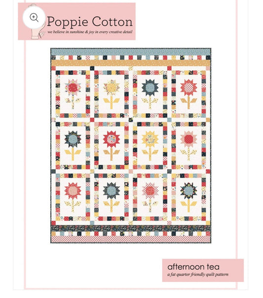 Afternoon tea - Sunshine and chamomile Paper Pattern | Poppie cotton |  quilt size 74 1/2 " x 90 1/2"  - in stock - paper pattern - spring