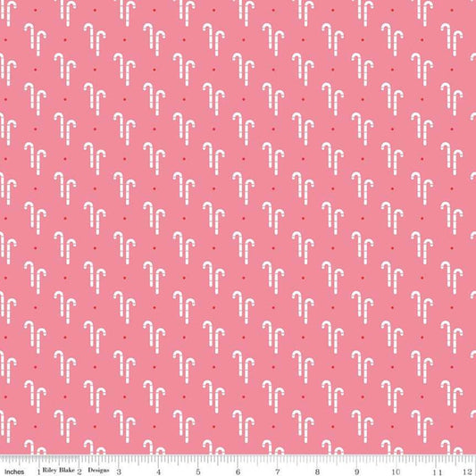 Cozy Christmas by Lori Holt -  C7970-PINK | RBD | candy cane | 100% cotton | holiday fabric l ships fast