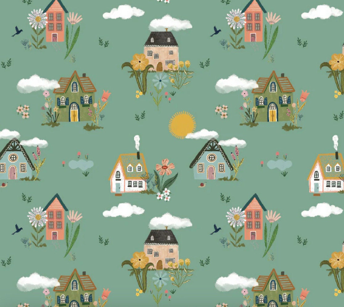 Cottage Charm - Cottage Garden Teal | Poppie cotton | Kenzie Elston | vintage | in stock - CH24743