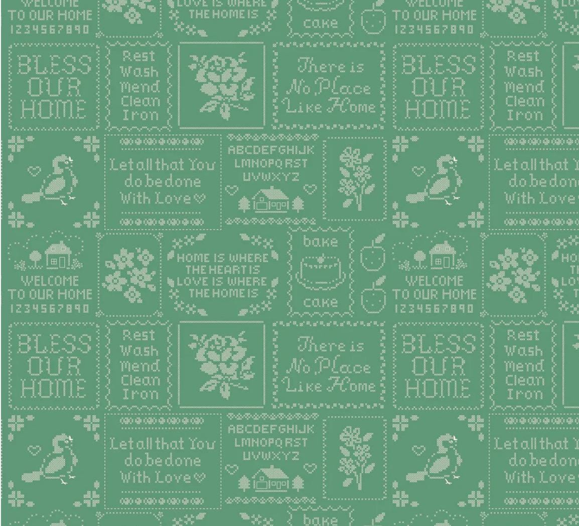 Preorder Home sweet home cross stitch green | Poppie cotton | Elea Lutz | vintage | shipping Nov 2024 - VR24463