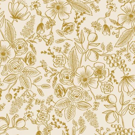 Holiday Classics - Colette - Cream Metallic Fabric - Rifle paper co - cotton and steel  - christmas - holiday - RP610-CR4M   - FLORAL