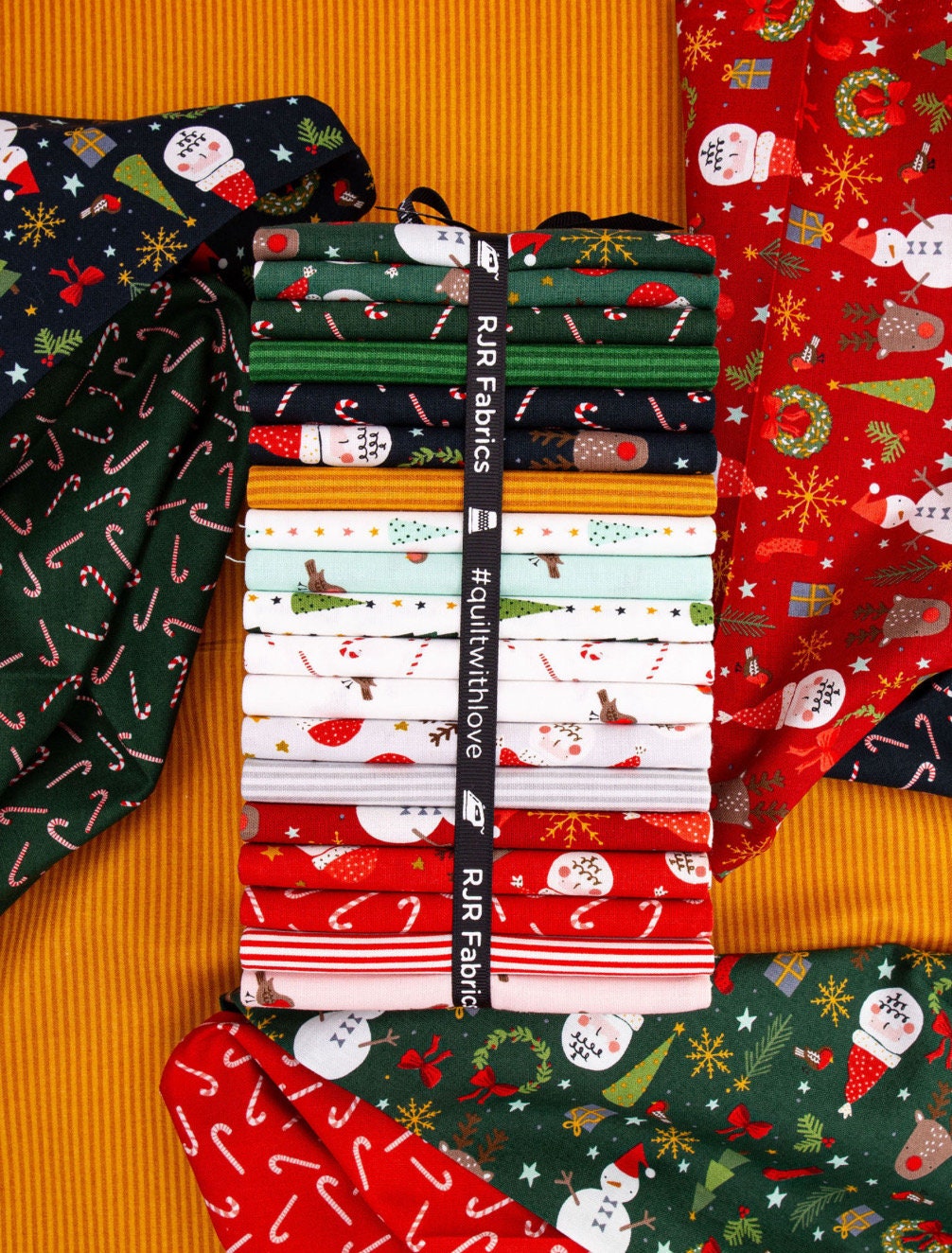 Christmas Lane bundle 19 Fat Quarters - RJR Studios - Holiday stripe  - santa - robin - holiday classics - candy cane