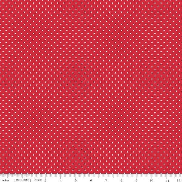 Swiss dot | Swiss dot on red | Red | Riley Blake Designs | C670-80 | 100% cotton | design by RBD | ships fast