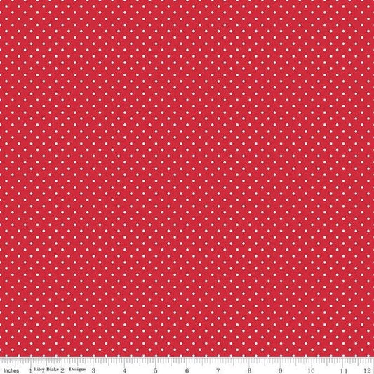 Swiss dot | Swiss dot on red | Red | Riley Blake Designs | C670-80 | 100% cotton | design by RBD | ships fast