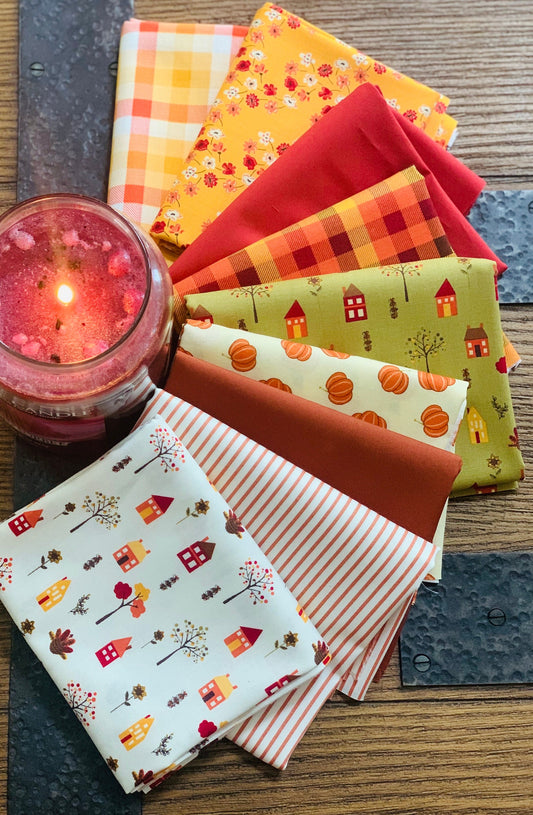 Fall ! | Autumn 9 Fat Quarter bundle | Falls in town - RBD | Fast shipping | pumpkins - awesome autumn | apple cider