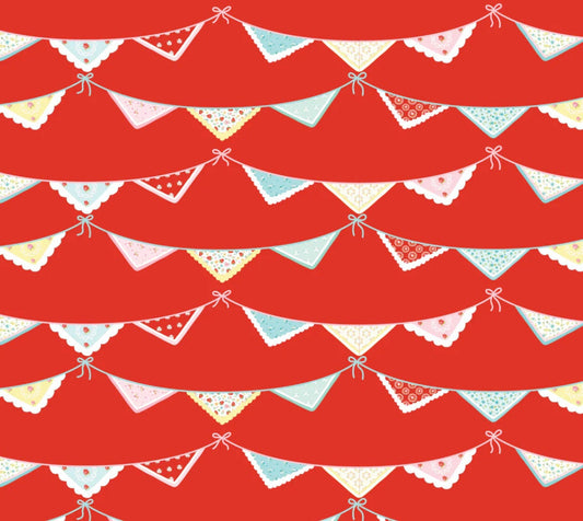 Market day  - Bunting print red | Poppie cotton | Amy Jordan | vintage | in stock - MK24553