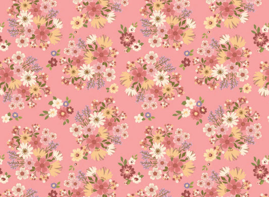 Nature sings Send Her Flowers pink | Poppie cotton | in stock | ditsy | floral | vintage | Lori Woods | plaid | birds