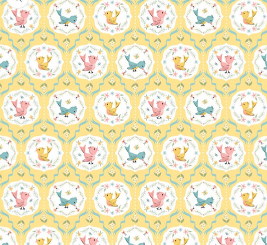 Finding wonder - Tweeting yellow | Poppy cotton | in stock | floral | ditsy | vintage | FW24209 Designed by Sheri McCulley