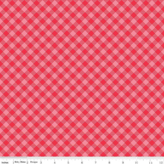 Cozy Christmas by Lori Holt - C7972-PINK | RBD | christmas gingham | 100% cotton | plaid fabric l ships fast