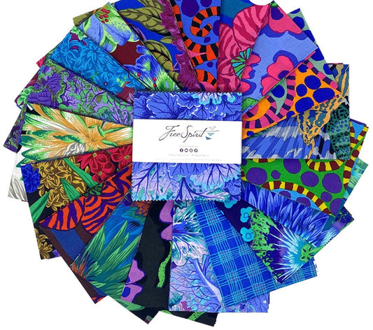Kaffe Fassett Aug 2023 COOL 19 pc - Free Spirit - IN STOCK - Fat quarter bundle
