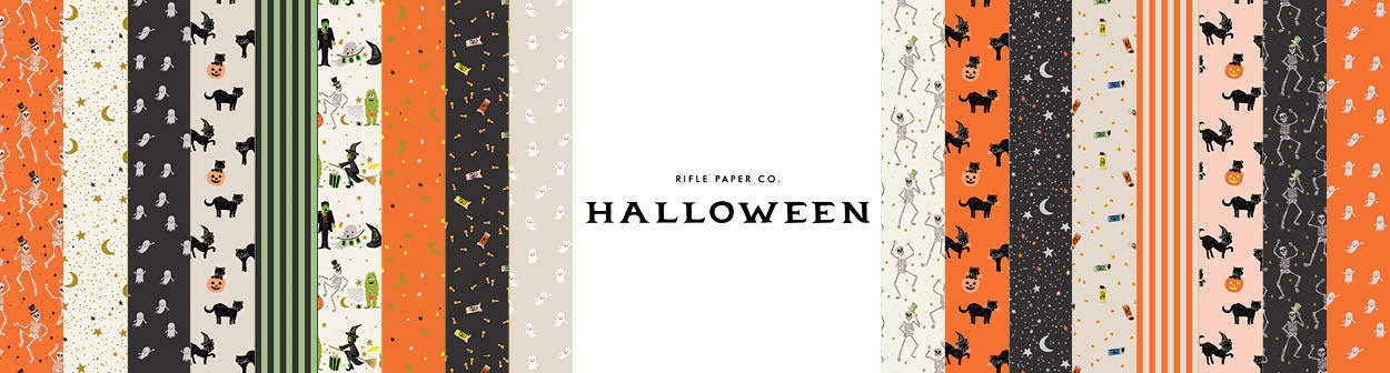 Halloween by Rifle Paper co pumpkin gingham - blush- witch ghost trick or treat - C&S - in stock - shipping now