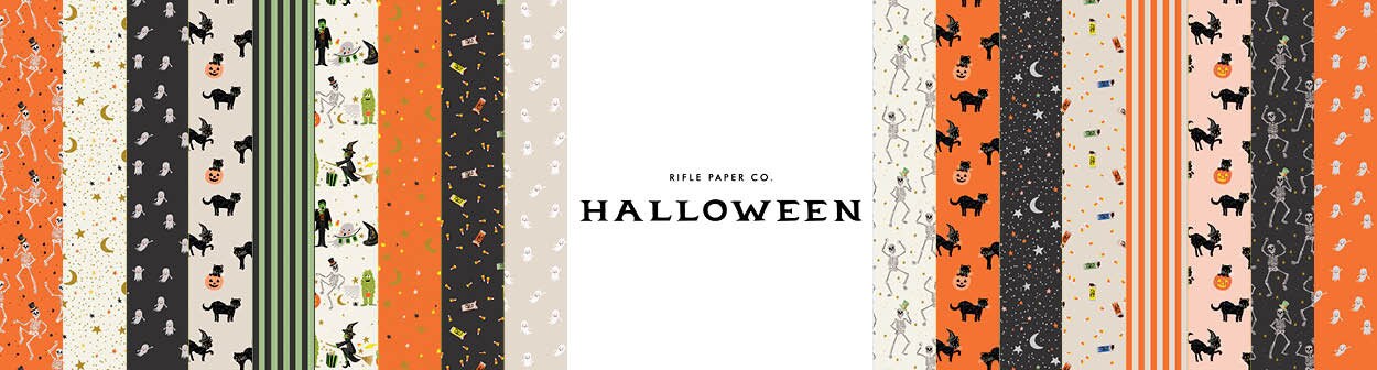 Halloween by Rifle Paper co RP1308- CR1M spellbound - cream Metallic Gold Metallic Fabric - witch ghost trick or treat - C&S in stock