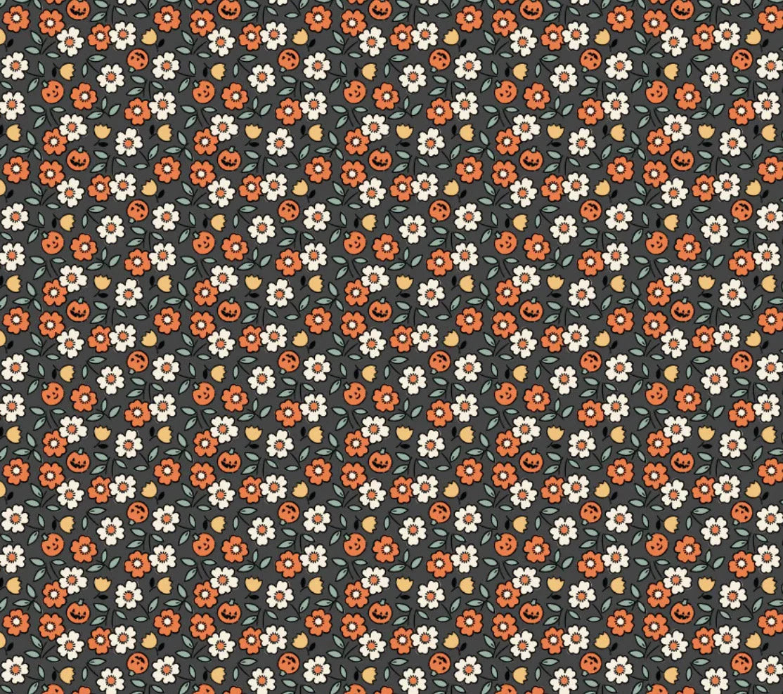 Sweet tooth halloween  - Pumpkin Blossoms Black| Poppie cotton | Elea Lutz | trick or treat | In stock