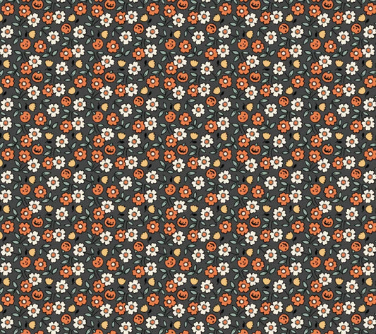 Sweet tooth halloween  - Pumpkin Blossoms Black| Poppie cotton | Elea Lutz | trick or treat | In stock