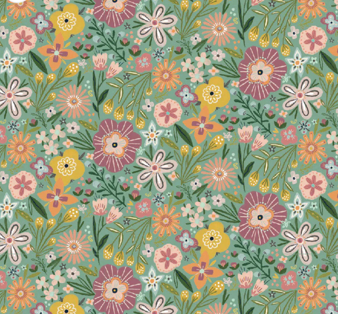 Cottage Charm  - Bursting blossom teal | Poppie cotton | Kenzie Elston | vintage | in stock - CH24750