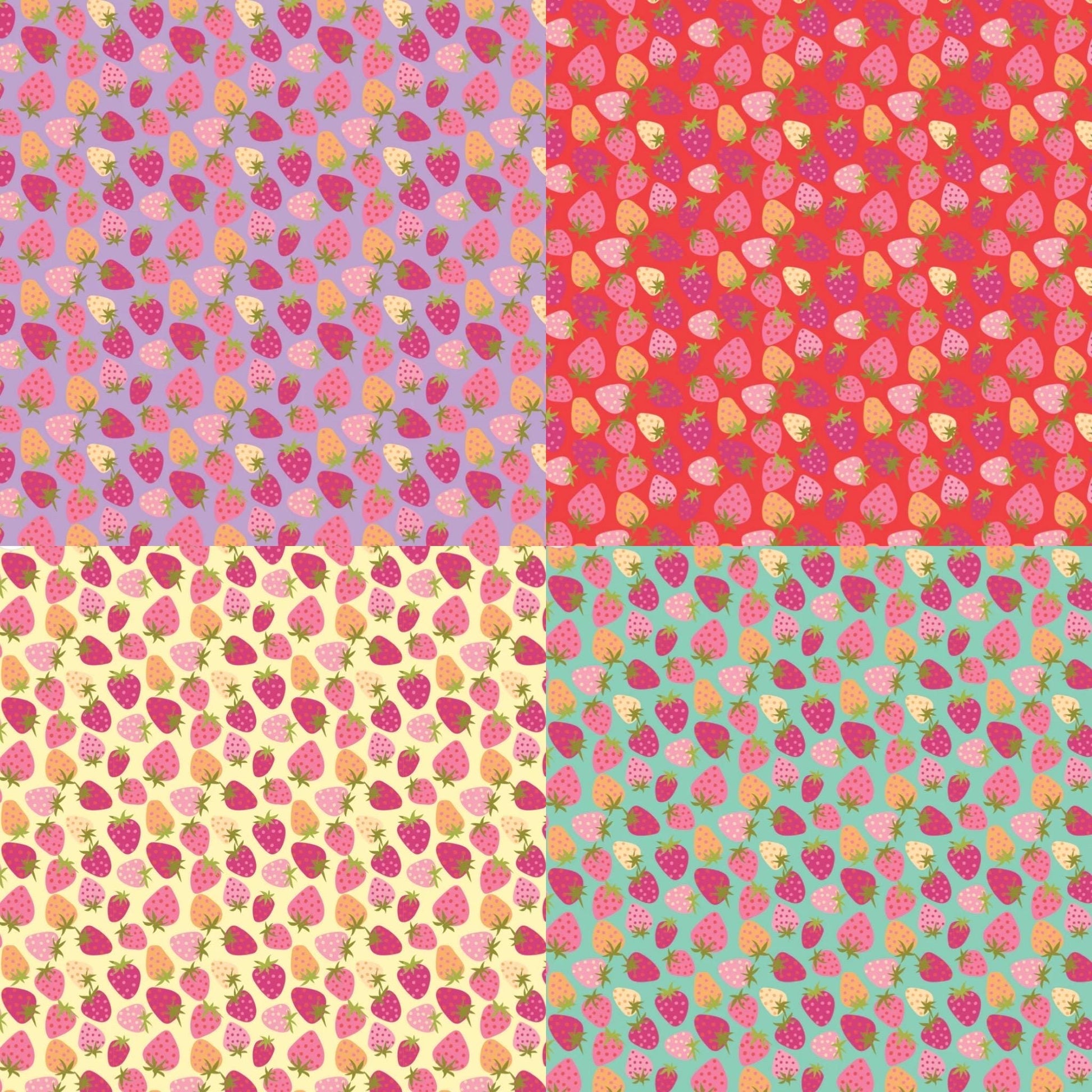 Calico Cowgirls - 5 Fat quarter / Half bundle Poppie cotton Lori woods | shipping Oct * 2024 - strawberry pie - strawberries plaid