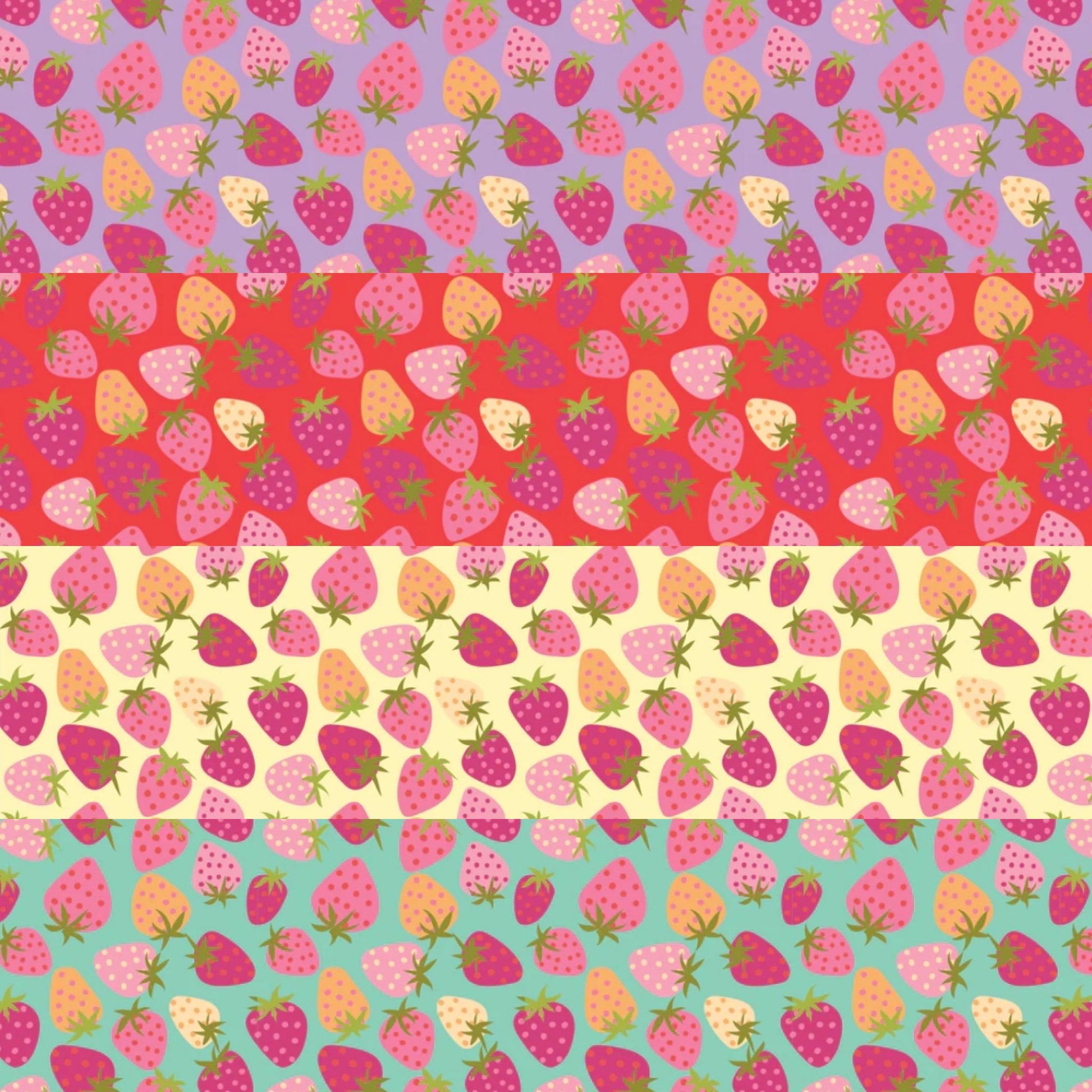 Calico Cowgirls - 5 Fat quarter / Half bundle Poppie cotton Lori woods | shipping Oct * 2024 - strawberry pie - strawberries plaid