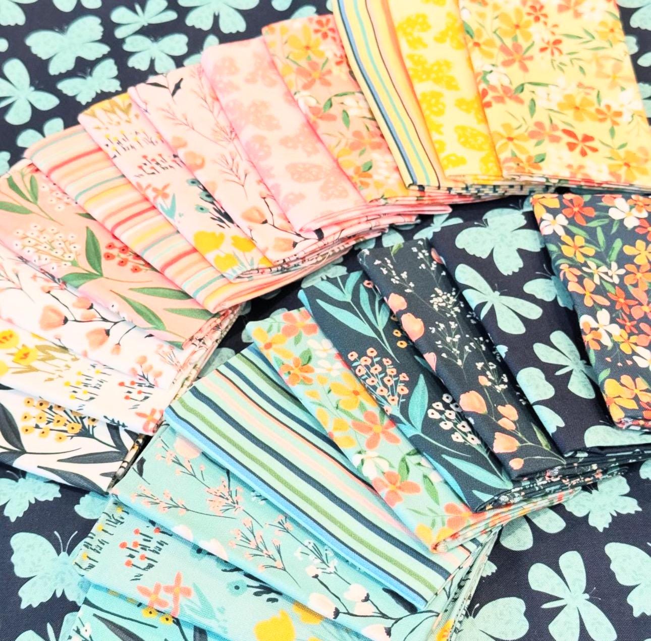 Painted blossoms 21 Fat quarter bundle | Poppie cotton | Amanda Cocoran | whimsical