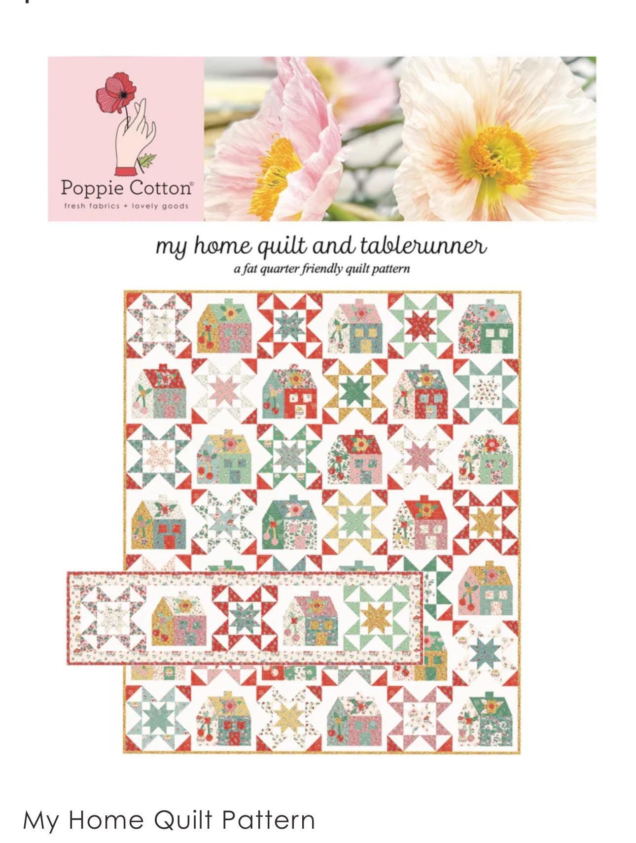 Preorder** My home Quilt pattern CHSP23140 - Poppie cotton | quilt size 72 " x 84 " - Shipping Late Nov '24 Home sweet home