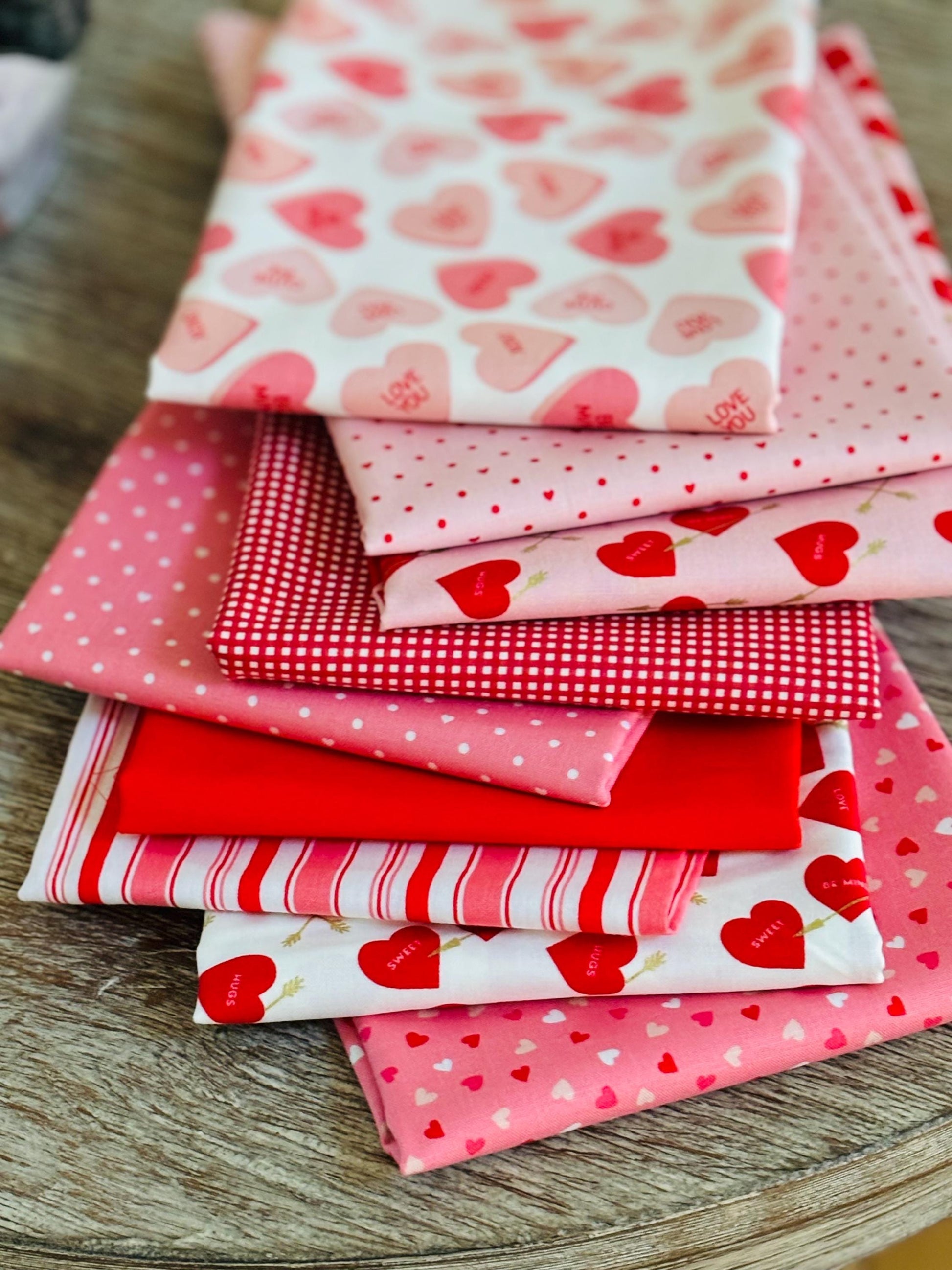 Sweetheart - Valentine themed bundle l 9 FQ’s / half yard bundle ~ RBD - stripe - micro gingham - | In stock