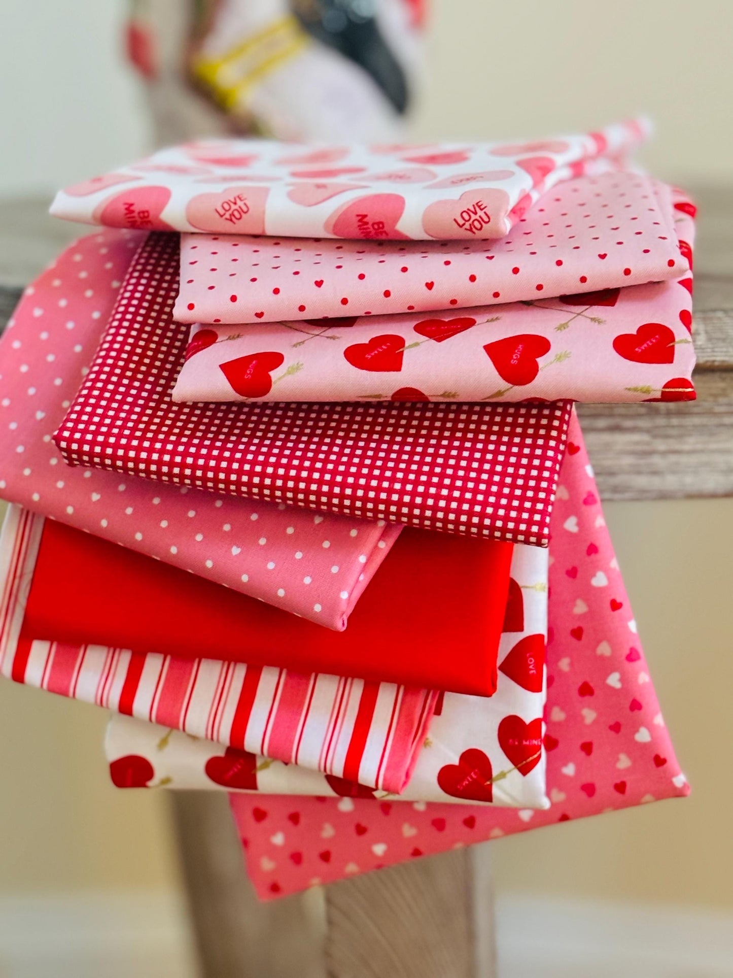 Sweetheart - Valentine themed bundle l 9 FQ’s / half yard bundle ~ RBD - stripe - micro gingham - | In stock