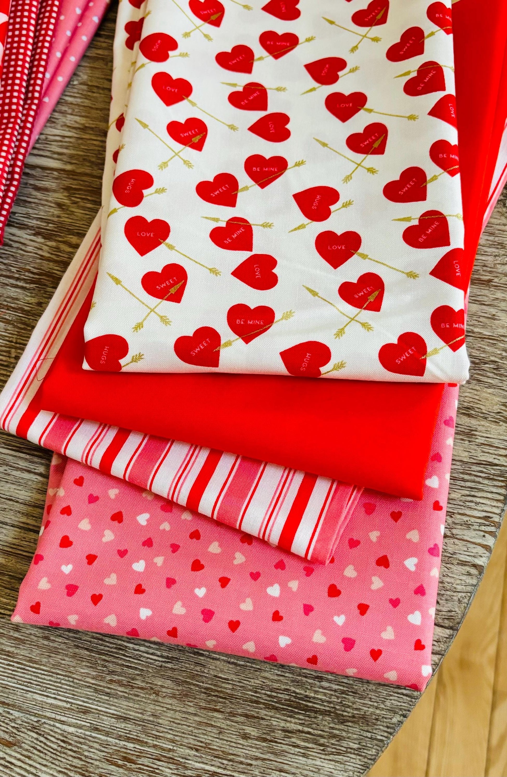 Sweetheart - Valentine themed bundle l 9 FQ’s / half yard bundle ~ RBD - stripe - micro gingham - | In stock