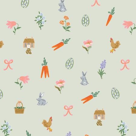 Easter by Rifle Paper co RP1502-MI2 - Easter Basket - Mint Fabric - shipping Jan '25