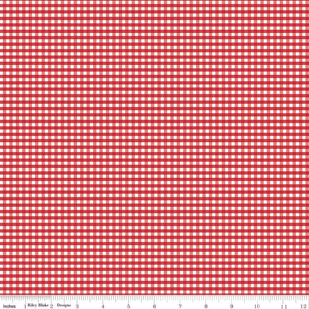 1/8” Small Gingham Check | Red | Riley Blake Designs | C440-80| 100% cotton | design by RBD | ships fast