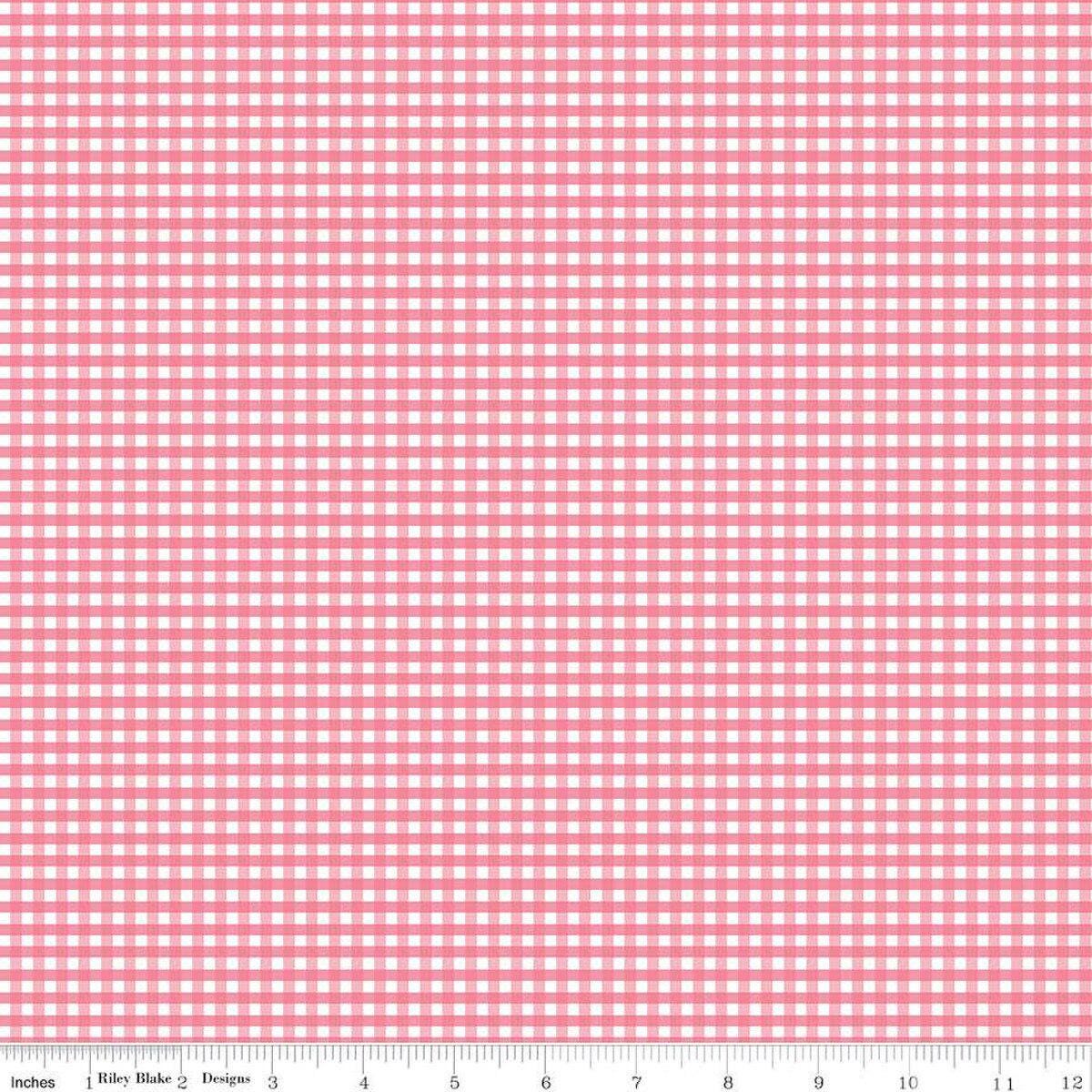 1/8” Small Gingham Sugar pink | Riley Blake Designs | C440 | 100% cotton | design by RBD | in stock