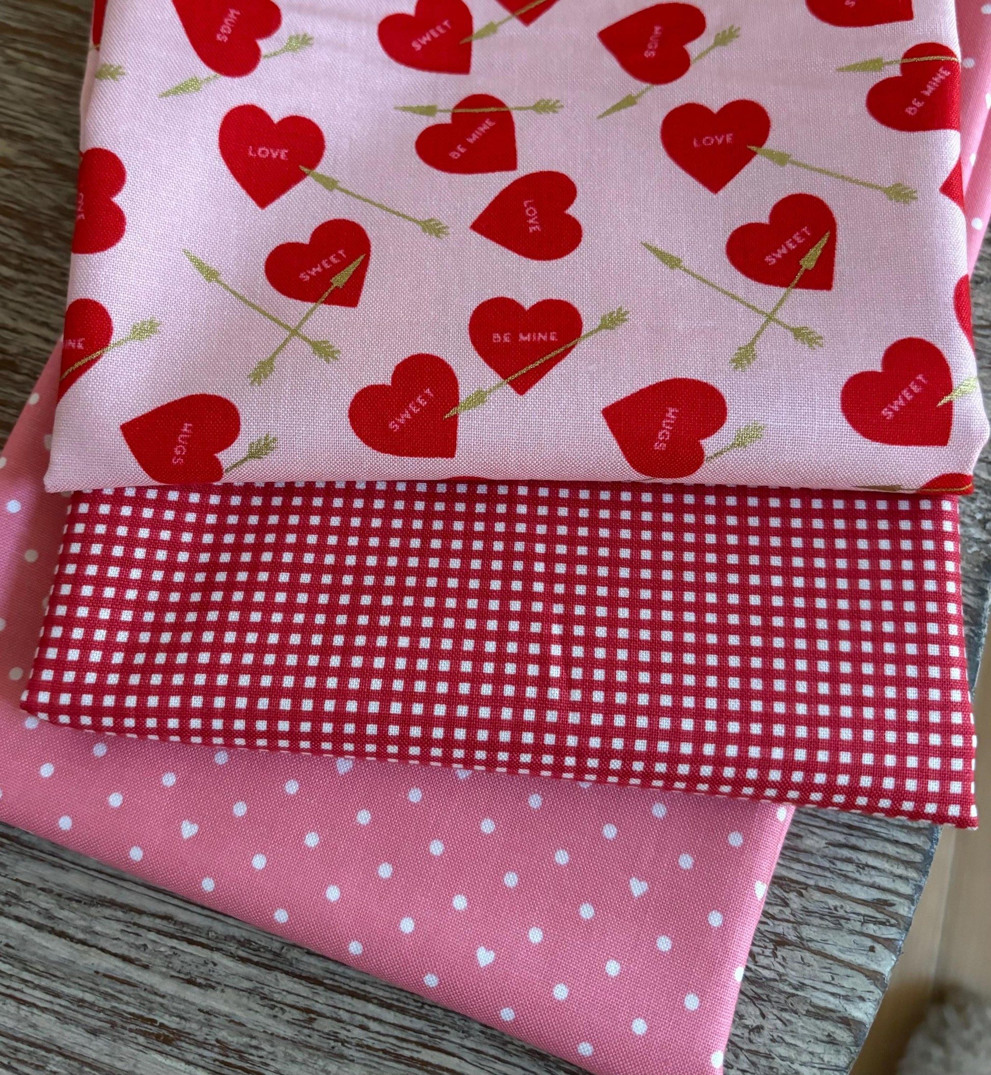 Sweetheart - Valentine themed bundle l 9 FQ’s / half yard bundle ~ RBD - stripe - micro gingham - | In stock