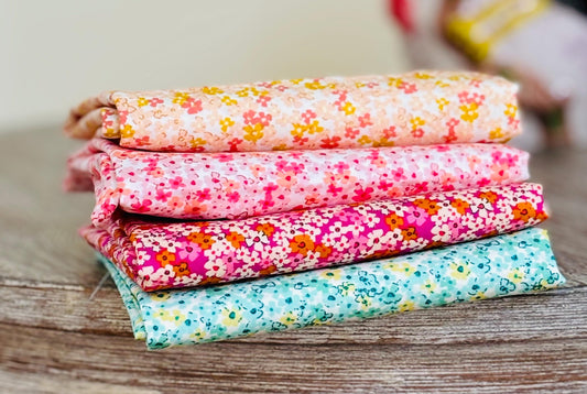 Melodic Blooms 4 Fat quarter bundle by AGF | In stock stash builder - low volume - floral - cream - ditsy - flowers