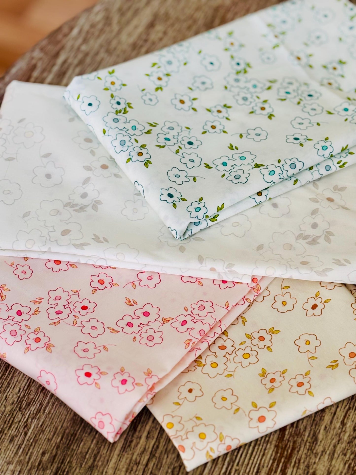 Melodic Blooms 4 Fat quarter bundle by AGF | In stock stash builder - low volume - floral - cream - ditsy - flowers