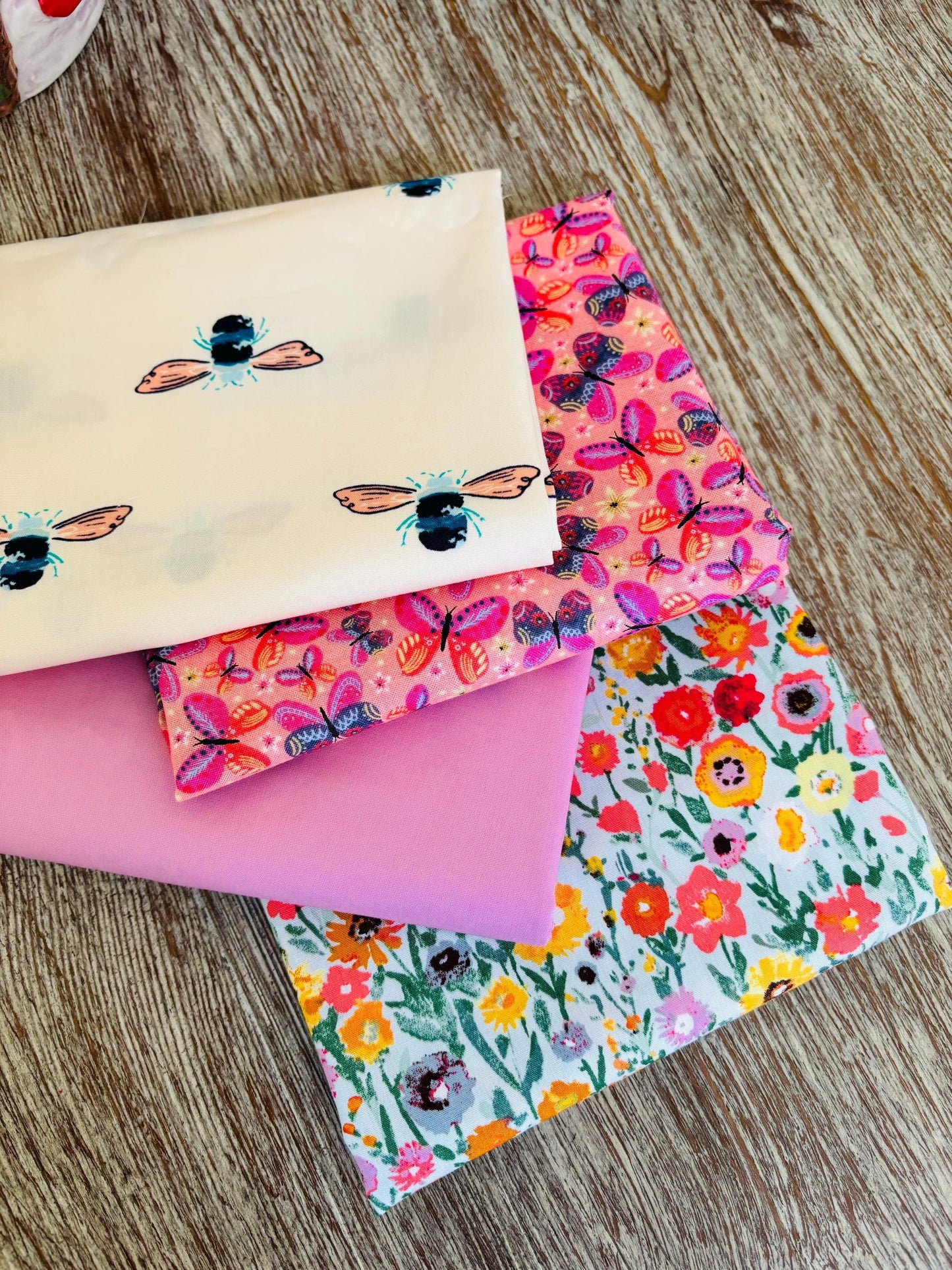 Wild flower meadow v 2 summer themed curated bundle - 17 piece FQ or 1/2 yard - Ditsy flowers - AGF - pure solid - Poppie cotton