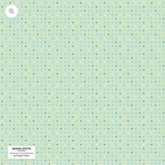 Spearmint green - seeing spots | Poppy cotton | in stock | ditsy | polka dots | vintage | Lori Woods