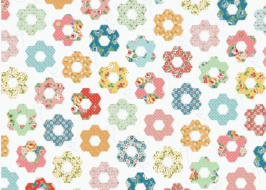 Preorder** Flower Market Grandmother's Garden Quilt Panel | Poppie cotton | Elea Lutz | vintage | ship Sept '25 FM25423 increments of 1/2 yd