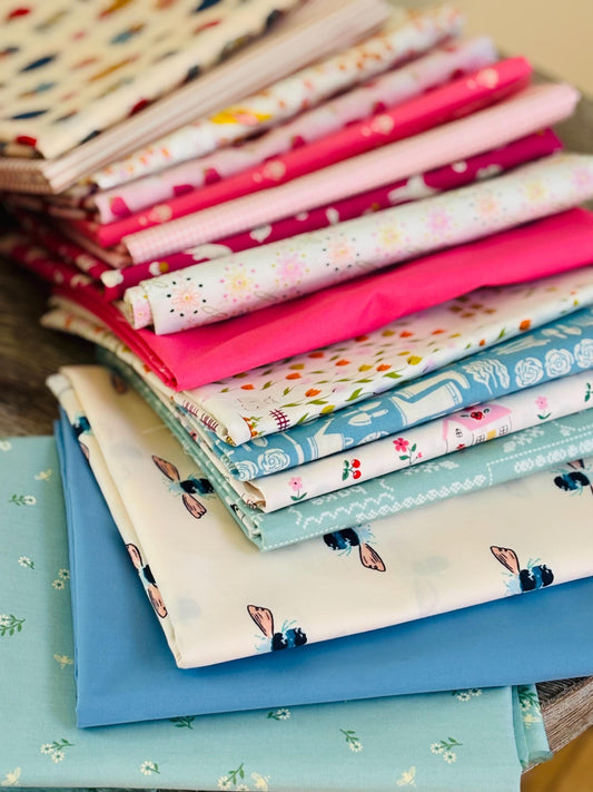 My favorite backyard - 24 piece FQ bundle - Strawberry marigold | AGF - plaid - gingham - Poppie cotton - Pure solids agf home sweet home