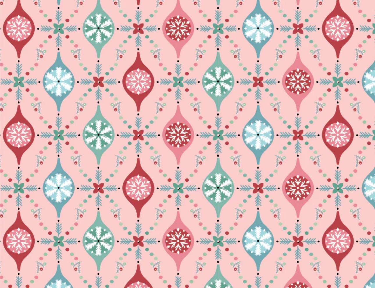 Frost and flurry | Merry Berries pink FL25604 | Poppie cotton | Sheri McCulley | vintage | In stock - holiday christmas
