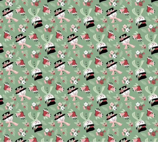 Frost and flurry | Snow Tossed mint FL25612 | Poppie cotton | Sheri McCulley | vintage | In stock - holiday christmas